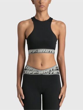 Off-White Black High-Neck Logo-Band Crop Sports Bra size 40 Italian /XS